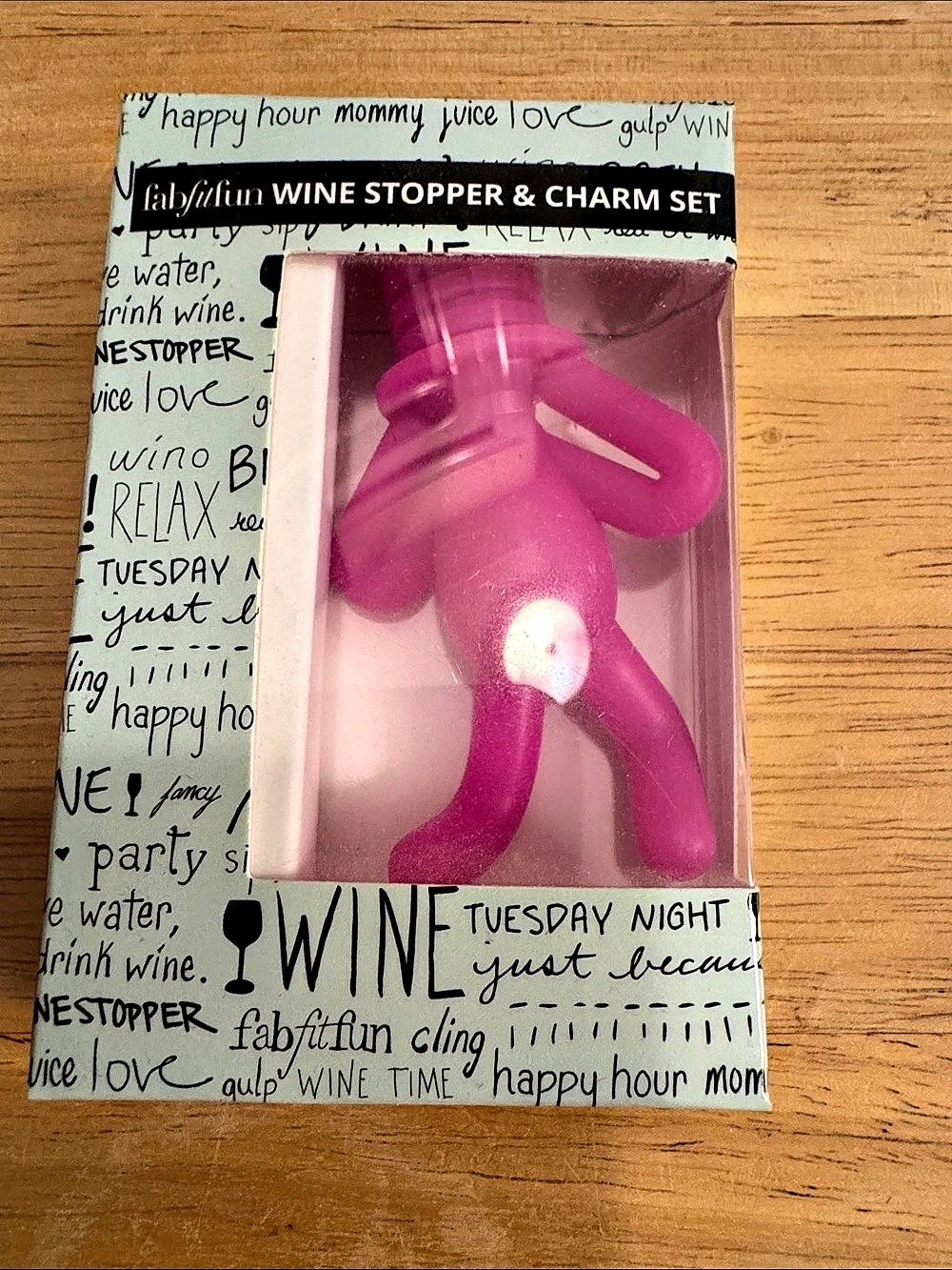FabFitFun Wine Stopper & Charm Set Pink NWT